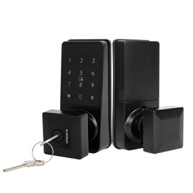 Keyless Entry Door knob,Electronic Keypad Door Lock,Keypad Door Lock with Square Door knob,Matte Black