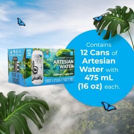 Rainforest Artesian Still Water | Box of 12 Water Cans – 475 mL (16 oz) Each | Eco-Friendly, 100% Recyclable Aluminum Cans | Pure Water from a Natural Aquifer