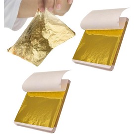 400 Pieces Imitation Gold Foil Sheets, BetterJonny 8x8.5cm Foil Paper Gold Leaf Paper for Decoration Arts Nail Painting Gilding Crafting