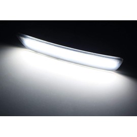 iJDMTOY Smoked Lens 27-SMD White Full LED Side Marker Light Assembly Kit, Compatible with Ford 2010-2014 Mustang Front Bumper