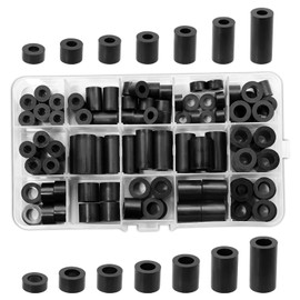 CHENYU Pack of 100 ABS Spacer Sleeves Plastic M6 M8 Black Spacer Plastic Nylon Spacer Wall and Screw Spacer with Storage Box