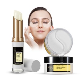 Snail Eye Pads Against Dark Circles, Snail Mucin Peptide Eye Cream Stick and Eye Pads, Hydrogel Eye Mask, Eye Cream Tear Bag Remover, Anti-Ageing Collagen Eye Balm Stick, Smoothes Wrinkles