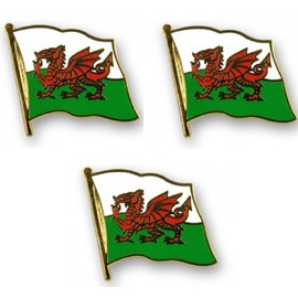 set of 3 x Flag of Wales Pin Badges