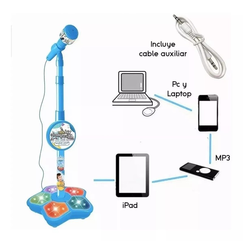 MARZSEFLO Infantil Karaoke Micrófono Juguete Con Base Bocina Luces