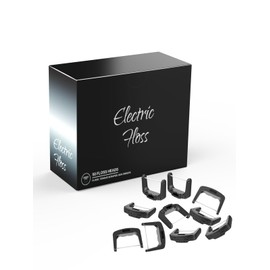 Voraiya Electric Flosser Refills - 50 Floss Heads | Reusable Woven Floss, Floss Without PFAS & Unwaxed Dental Floss | Electric Flosser Floss Refill | Tongue Scraper & Gum Scraper （Z6-Black）