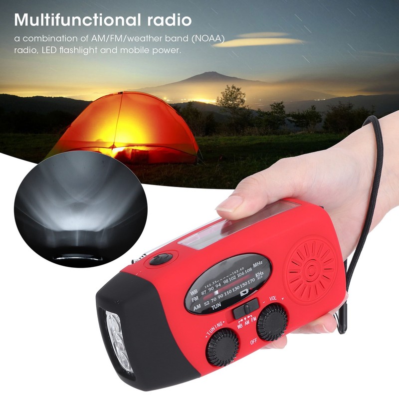 QQT088 ABS Solar Energy Emergency Multifunction Hand Crank Radio Support