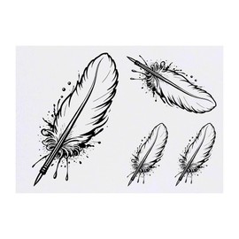Azeeda 4 x 'Tintenfeder' Temporäre Tattoos - Wasserfest, Hautfreundlich & Ungiftig · Transfers in Verschiedenen Größen (TO00069396)