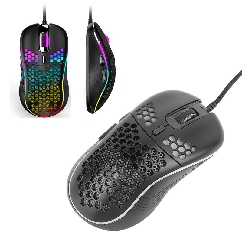 Wired Mouse Lightweight Hollow Out Ergonomic Optical Sensor USB Computer