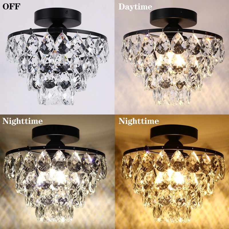Luupyia Mini Crystal Chandelier Ceiling Light Small, Modern Crystal Ceiling
