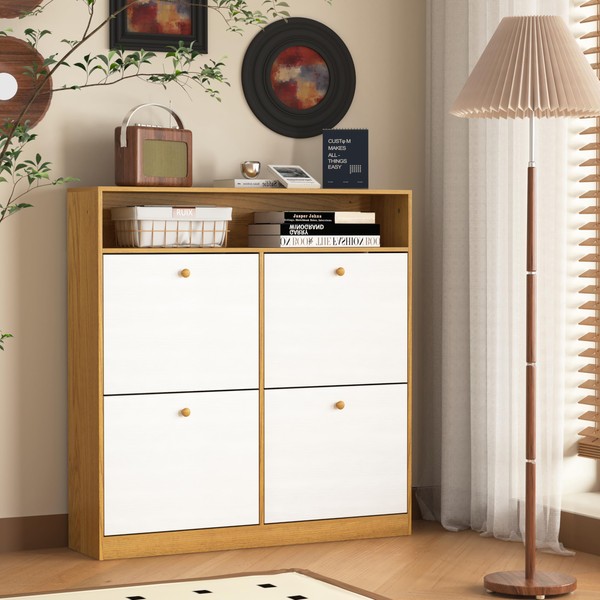 espidoo Shoe Storage Cabinet with 4 Flip Drawers: Modern Entryway