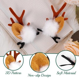 yotutun Christmas Hair Clips, 6 Pairs Christmas Antlers Hair Pins Hair Clips Hair Accessories Cute Antlers Headwear for Children Girls Christmas Party