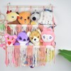 Macrame Wall Hanging with Plush Toy Storage Pockets, Pink