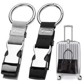 Zikanga Backpack, Belt, One-touch Belt, Set of 2, Convenient Travel Goods, Secure Belt, Anti-Slip, Elastic, Adjustable, Suitcase, Carry Bag, For Work, Business Trips, Travel, School, Black + Gray,