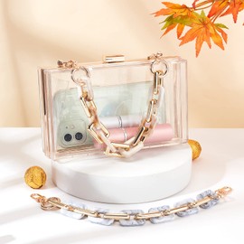 PandaHall 2 Strands Acrylic Bag Chain 30.8 cm Short Bag Handle Decorative Bag Chain Chunky Purse Strap Extender Bag Strap Replacement with Screw Lock for Armpit Bag Clutch