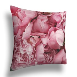 YAJUFANG Blooming Pink Peony Flowers Velvet Throw Pillow Covers Sofa Pillowcase Car Square Throw Pillowcases Home Decoration 18x18Inch, Style 25, WXB6666