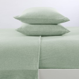 4 Piece Jersey Knit Full Cotton Blend Green Sheet Set | Ultra-Soft T-Shirt Jersey Bedding Sheets & Pillowcases | Heathered, Breathable, All Season Bed Sheets (Full, Green)