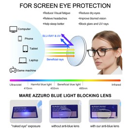 MARE AZZURO 4.00 Blue Light Blocking Reading Glasses Women, Lightweight Computer Readers 4.0, Funky Texture Screen Magnifying Glasses 4.0