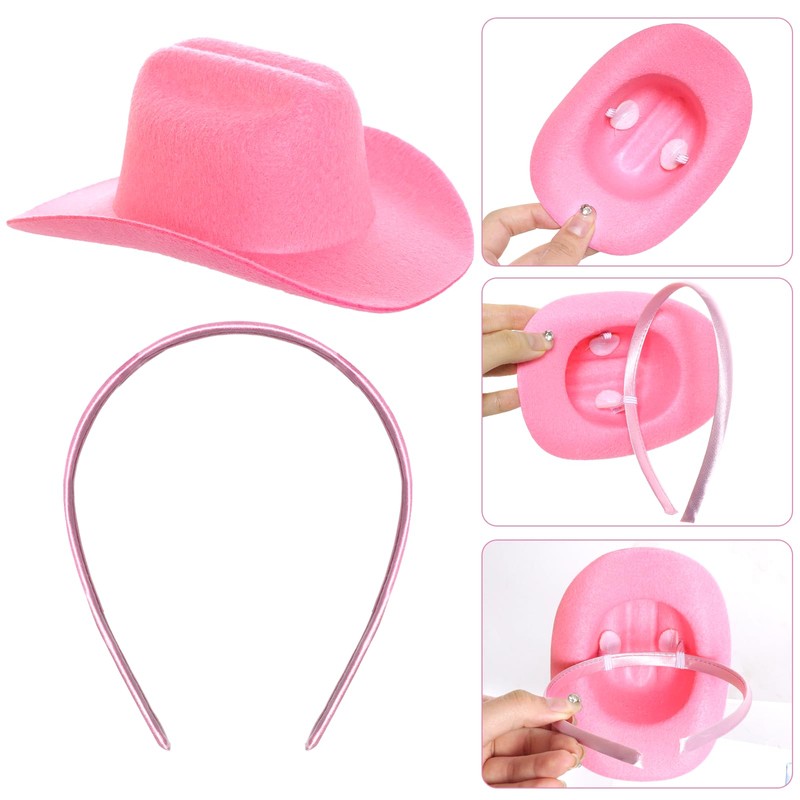 phnydreg 2Pcs Cowboy Mini Hat Headbands Cowgirl Mini Hat Headbands