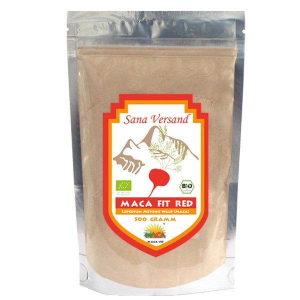 Maca Fit Red 500 g Organic Powder Original from Peru Junin, Pure Red Maca Root, Pure Vegetable without Additives