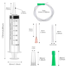 Pack of 3 Syringe 60 ml, Syringe with Hose, Disposable Syringes Large, Individually Packed Liquid Syringe, Reusable Plastic Syringes for Scientific Laboratories, Liquid Measurement