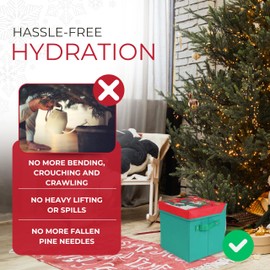 Santa's Tree Helper Automatic Christmas Tree Watering System with Enhanced Liner, Waterer Disguised as a Present/Gift Box - Blends in with Christmas Ornaments and Presents