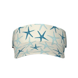 Nautical Starfish Beach Coastal Sea Beachy Funny Colorful Nave Blue Sports Sun Visor Hats-Adjustable Visor Cap-for Women and Men-for Running, Tennis, Golf