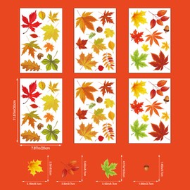 174 Pcs Fall Window Stickers, Fall Decorations, Autumn Window Decorations for Thanksgiving Maple for Home Thanksgiving Fall Leaves Pine Cones Party Decor