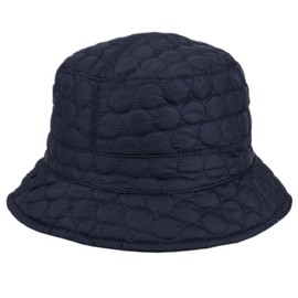 Foldable Water Repellent Quilted Rain Hat w/Adjustable Drawstring, Bucket Cap - Navy