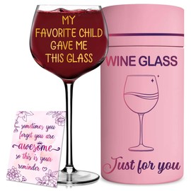 JYOGEJ Wine Glass Gifts For Mother - Mother's Day Gifts For Mom, Mother, Wife, Women, Grandma - My Favorite Child Funny Wine Glass - Birthday Present Idea for Mother, Mommy, Her, Parents