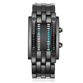 Binary Matrix Blue LED Digital Watch Abrasion Resistant Fashionable Binary LED Watch