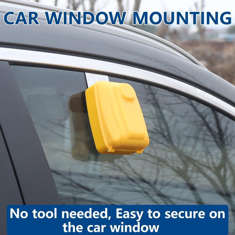 Piclafe Car Window Punch Button Lock Box, Yellow Portable Car