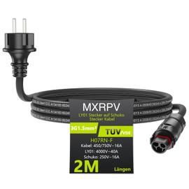 MXRPV LY01 Cable 2/3/5/10 m, LY01 to Schuko Adapter Cable, LY-01 Female to Schuko Plug AC Connection Cable, Solar PV Socket for the Deye Micro Inverter Series (2 Metres)