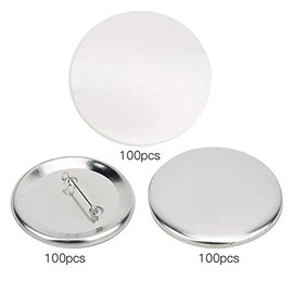 Badge Making Parts, 100 Sets 56mm/2.2inch Blank Badge Pin Button Parts Round Badge Set Metal Button Pin Badge Kit Crafts Supply for Button Maker Machine