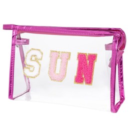 GeorgeX Bolsa de Maquillaje de Viaje para Mujer, Bolsa de Maquillaje Transparente para Viaje Bolsas Portátil de Maquillaje de PVC para Uso Diario en Viajes de Negocios (Rosado)