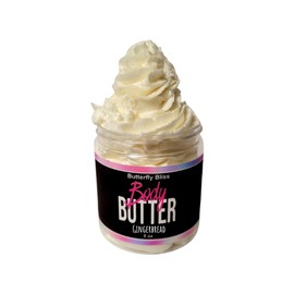Gingerbread Whipped Body Butter, natural lotion, organic, 8oz jar, made with shea butter, mango butter, coconut oil, almond oil