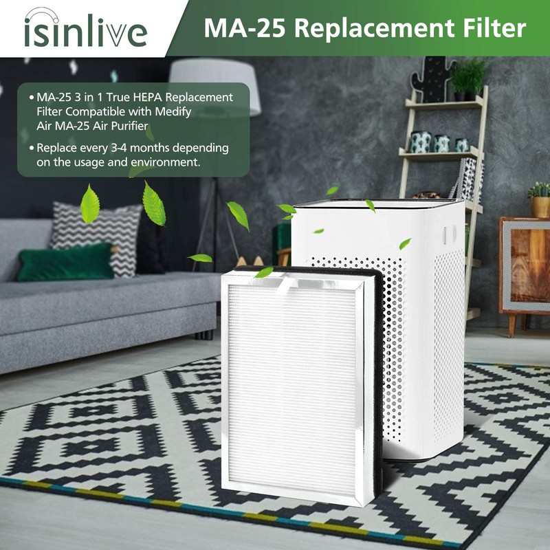 isinlive MA-25 H13 True HEPA Replacement Filter 4 Pack Compatible