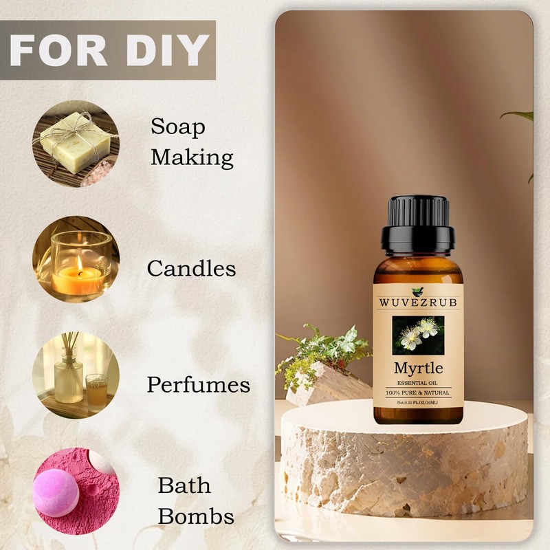 Myrtle Essential Oils 10ML, Organic 100% Pure and Natural Myrtle