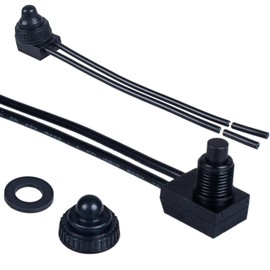 DMWD 12V Waterproof IP67 Latching RV Push Button Switch ON Off SPST with 4.7" Wires for Car Motorcycle Bathroom Fan etc. (KP-107 2Pcs)