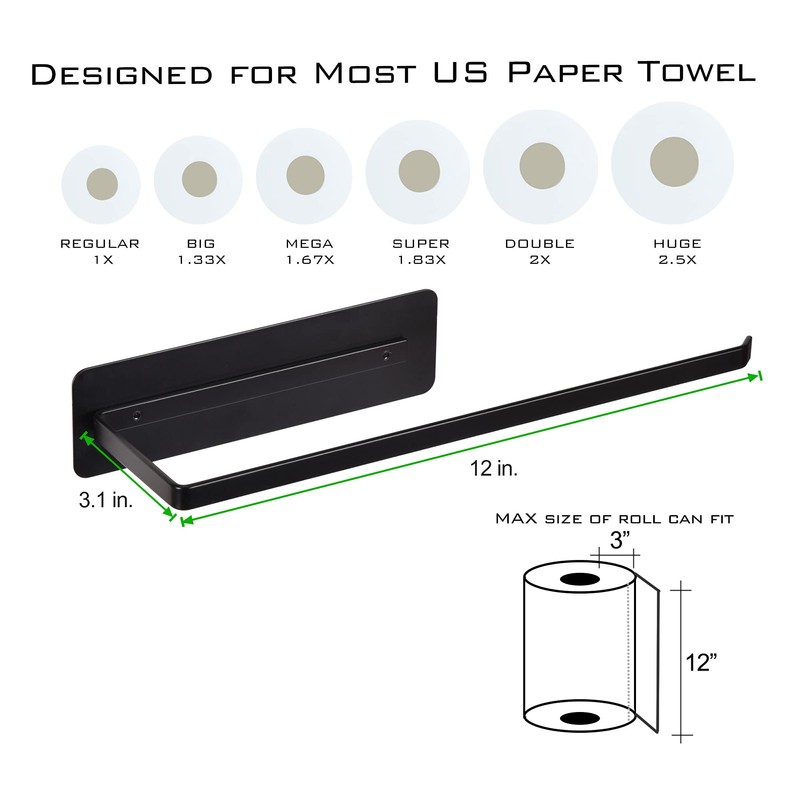 EASTTOWEST Magnetic Paper Towel Holder,Black Towel Bar Rack for Refrigerator