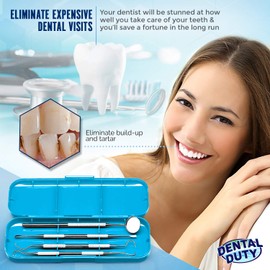 Professional Dental Hygiene Kit - Calculus & Plaque Remover Set - Stainless Steel Tools-Tarter Scraper, Tooth Pick, Dental Scaler And Mouth Mirror Instruments. Hygienist Kit- Home Use Tools For Adults