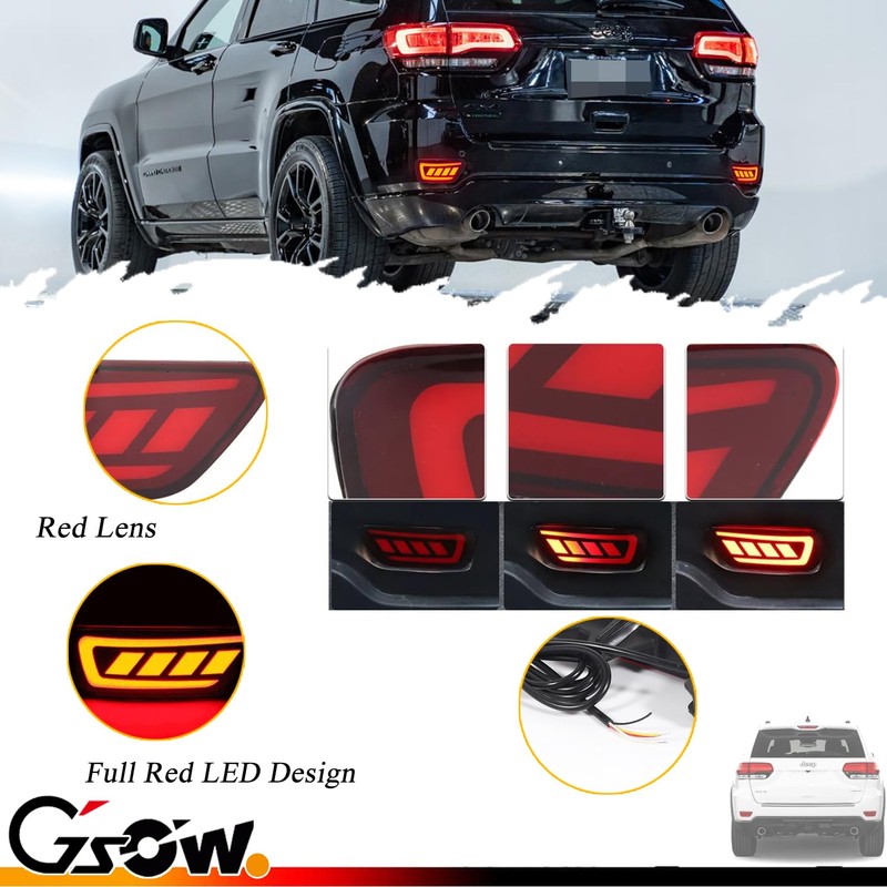 GSOWO 2 Pcs Red LED Rear Bumper Reflector Lights for