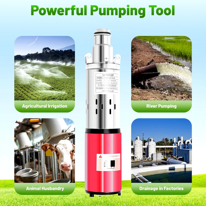 Deep Well Submersible Pump with 22.97 ft Cable, 98.43 ft