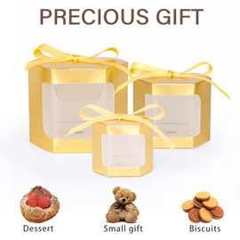 24 x Window Gift Boxes Hexagonal Cardboard Boxes with Lids Suitable for Gifting, Crafts, Cakes, Candy Boxes, Wedding Parties, Bridal Showers, Baby Shows