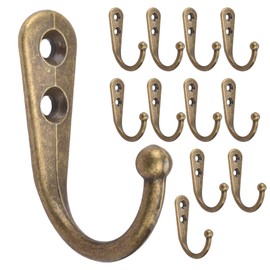 Alele 12Pcs Brass Wall Hooks,Single Prong Hook Hanger,Robe Towel Hooks,Zinc Die Cast (Single Prong Hook 12p)