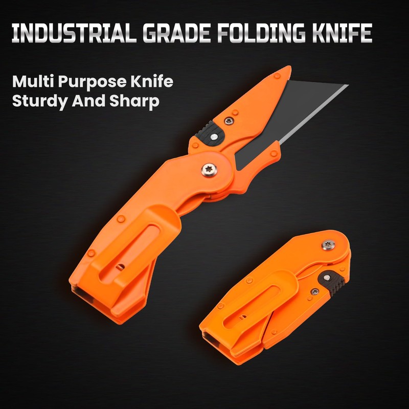 Lichamp 6-Pack Folding Utility Knife, Quick-Change Box Cutter with Razor