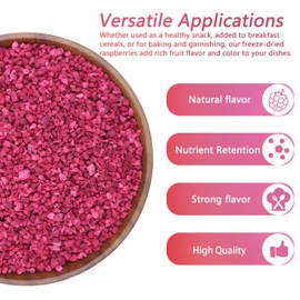 Freeze Dried Raspberries, 100g/3.52OZ Freeze Dried Fruit, Raspberries, No Sugar Added, Fruit Snacks, Raspberries Pieces for Cakes, Muffins or Cookies