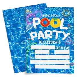 Weifuju Pool Party Birthday Invitations for Boy Girl, Summer Birthday Party Invitations Swimming Invite Cards, 20 Invites with Envelopes (4"x6")