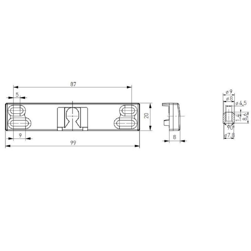 Balcony door catch Snapper Metal with Counterpart for various Profile