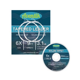 Aventik Fly Fishing Tippet Line Fresh Baked with Holder Invisible Bass Fishing Carp Saltwater 3 or 4 Packs(Leader&Tippet(9FT&30M), 9FT-6X(2)+30M-6X(1))