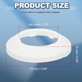 PATIKIL 44mm Plumbing Cover Plates, 9 PCS Wall Split Flange Pipe Cover Decoration Escutcheon Plate Collar Flange Water Pipe Cover Decoration PP Plastic for Wall Pipe Tube Hole, White